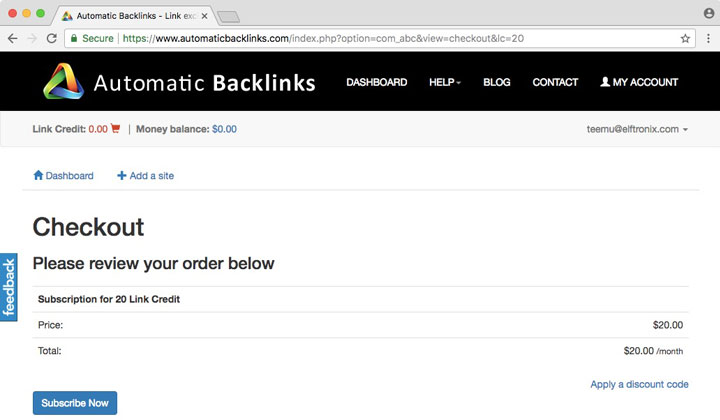 Automatic Backlinks Checkout
