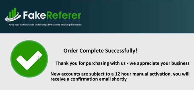 FakeReferer Order Complete Sucessfully