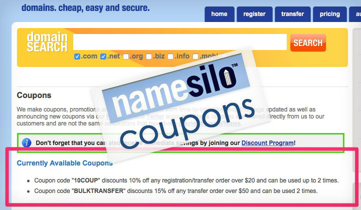 NameSilo Coupons