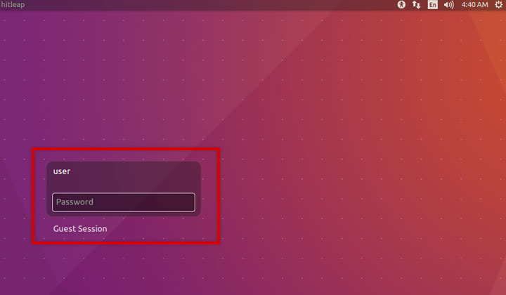 Ubuntu VNC User Login Screen