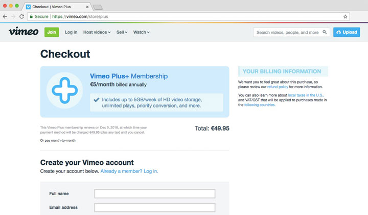 Vimeo Checkout Membership