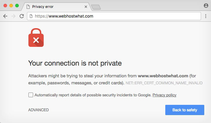 Your Connection Not Private Chrome