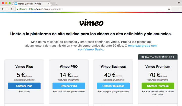 Vimeo Plus Pro Business Premium