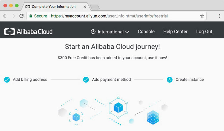 Alibaba Cloud $300 Free Credit