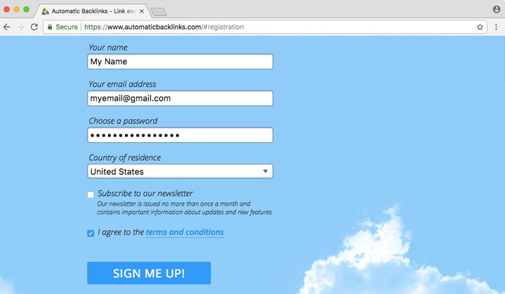 Automatic Backlinks Sign Up