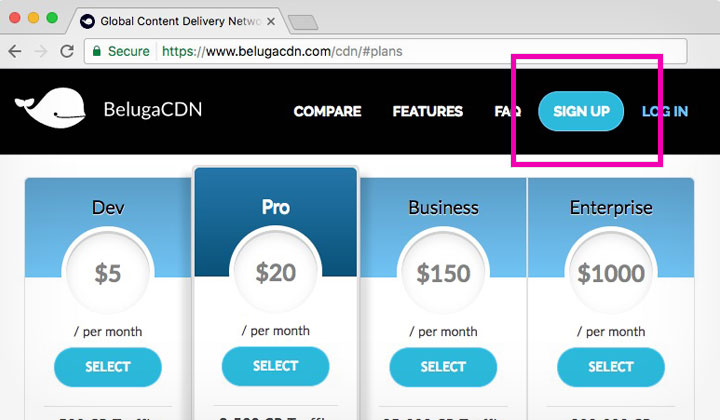 BelugaCDN Select CDN Plan