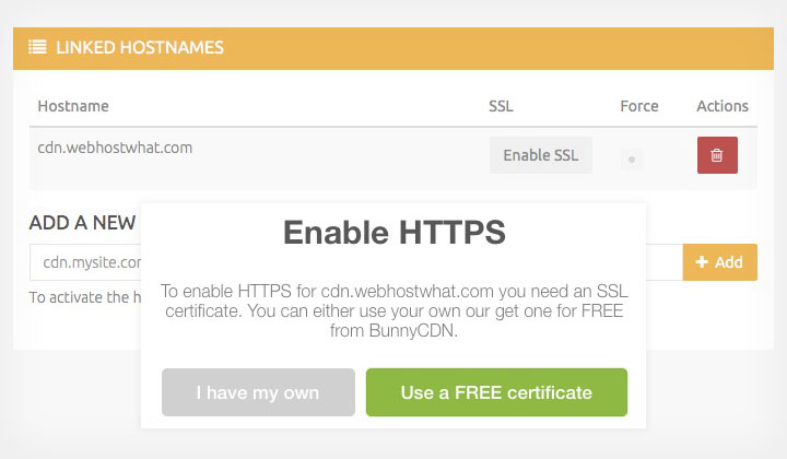 CDN Enable HTTPS free certificate