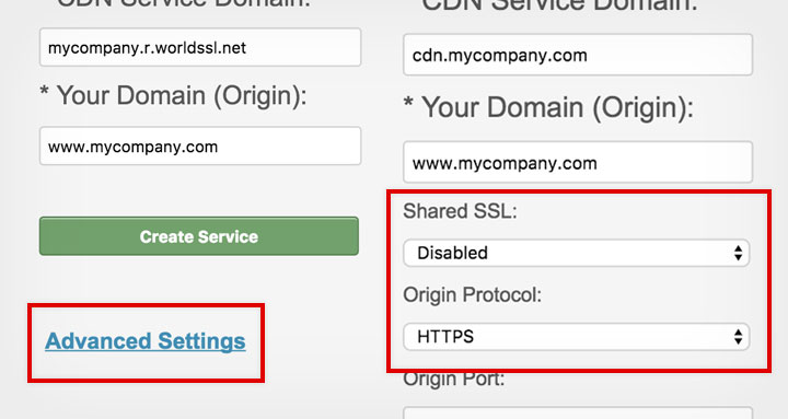 CDNSun HTTPS Setting