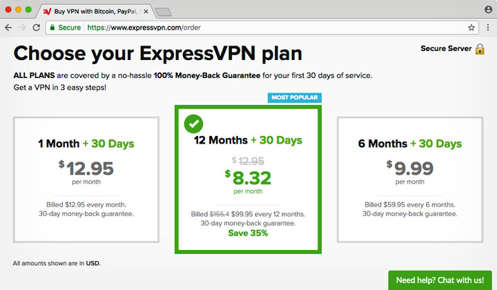 Choose your ExpressVPN plan