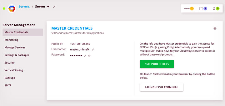 Cloudways Platform View