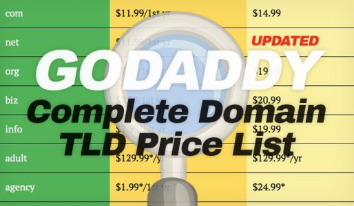 godaddy domain price list