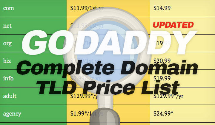 Godaddy Domain Name Price List