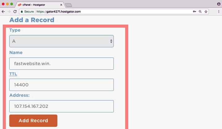 HostGator Add A Record