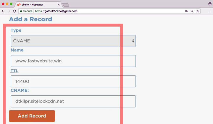 HostGator Add CNAME Record