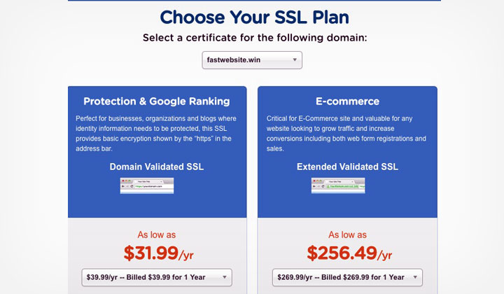 HostGator Choose SSL Plan