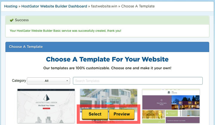 HostGator Choose Website Template