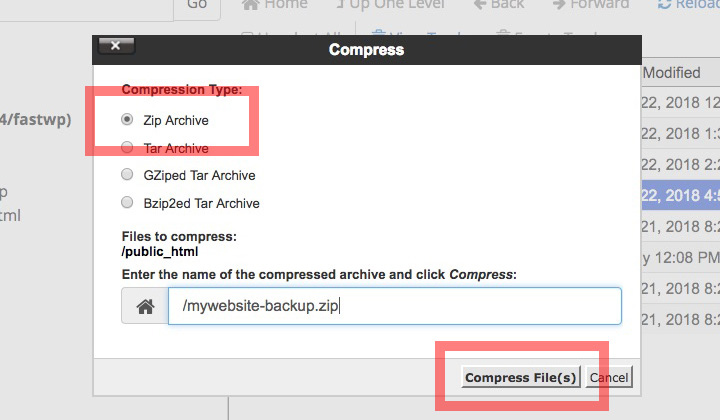 HostGator Compress Zip Archive