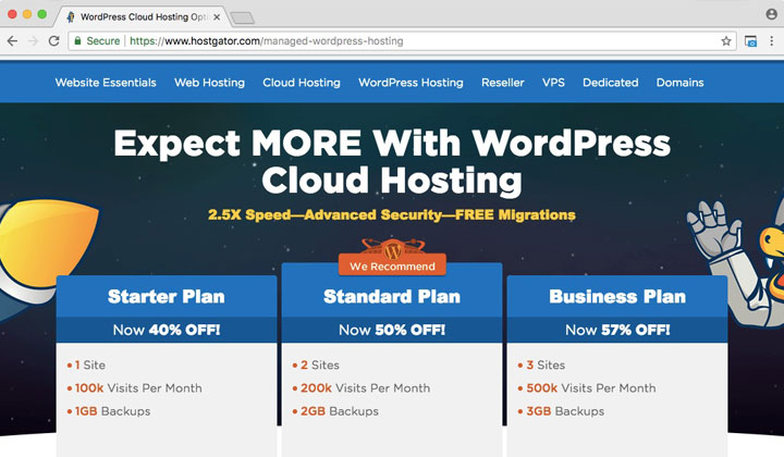 HostGator Optimized WordPress Cloud Hosting