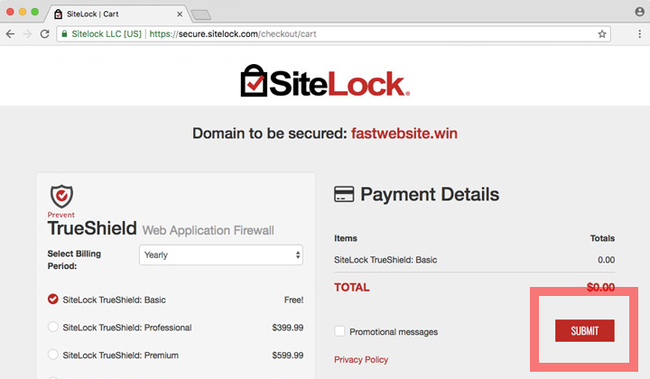 HostGator SiteLock TrueShield Basic Free