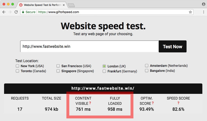 HostGator UK Website Speed Test