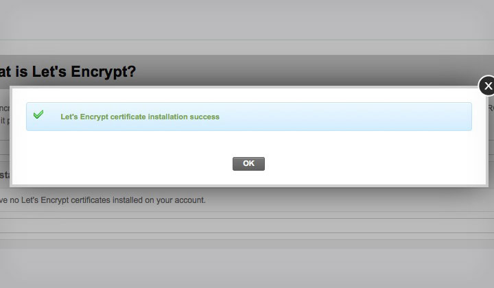 Let's Encrypt Certificate Installation Success