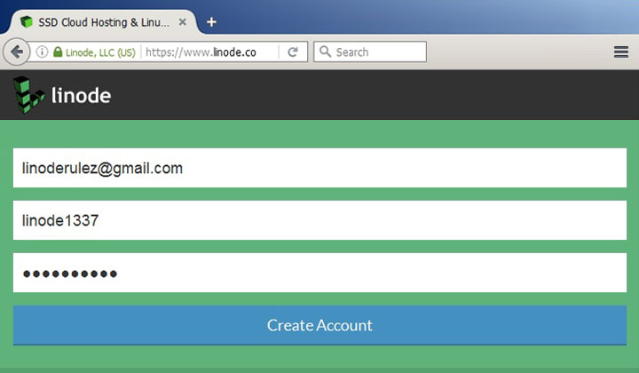 Linode Create Account