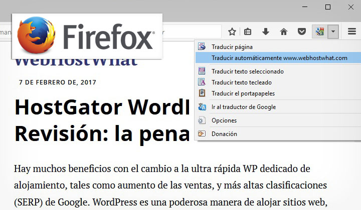 Mozilla Firefox Traducir Automáticamente