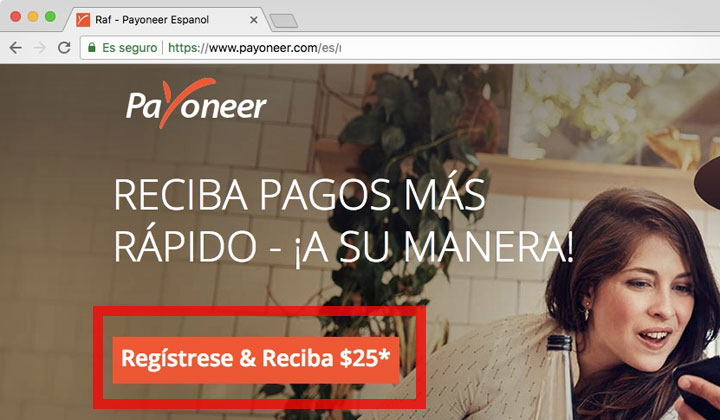 Payoneer Regístrese & Reciba $25