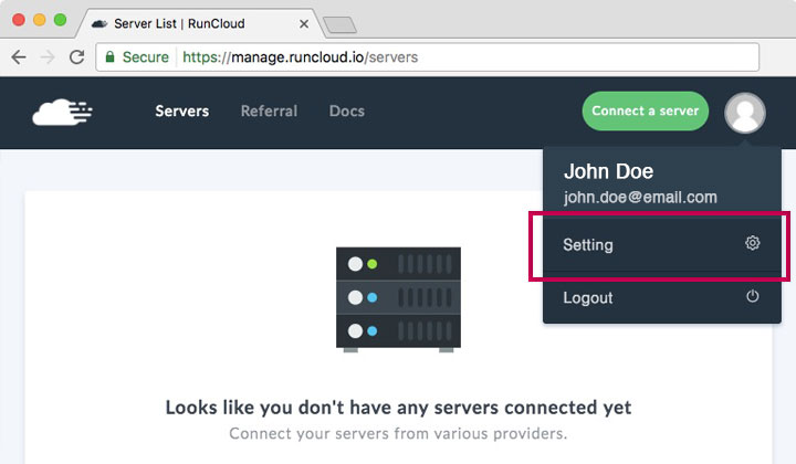 RunCloud Manage Settings