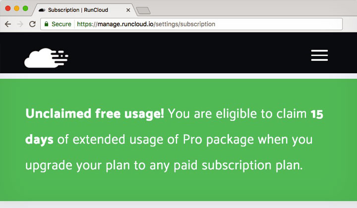 RunCloud Unclaimed Free Usage