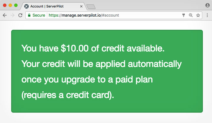 ServerPilot 10USD Credit