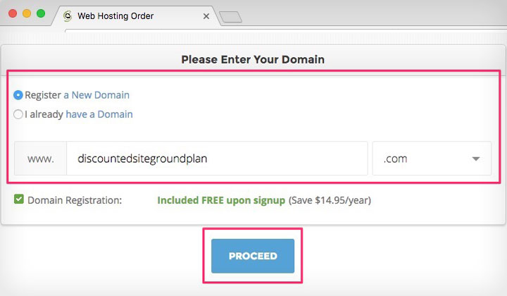 SiteGround Choose Domain