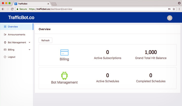 TrafficBot.co Dashboard