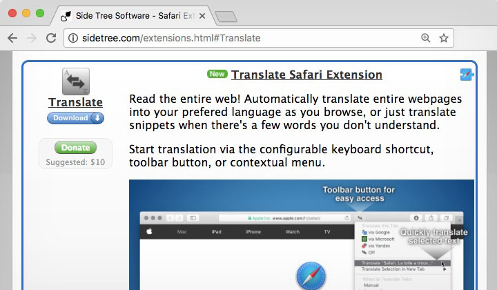 Translate Safari Extension