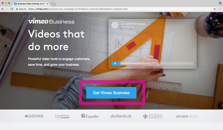 Vimeo Business Discount Step #1