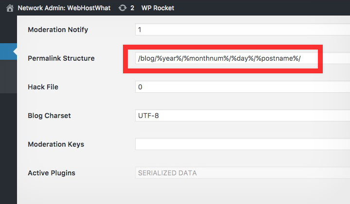 WordPress Network Admin Permalink Structure