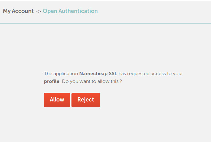 NameCheap SSL Open Authentication