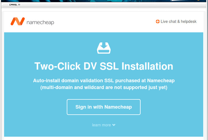 Two-Click DV SSL Installation