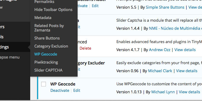 WP Geocode Screenshot